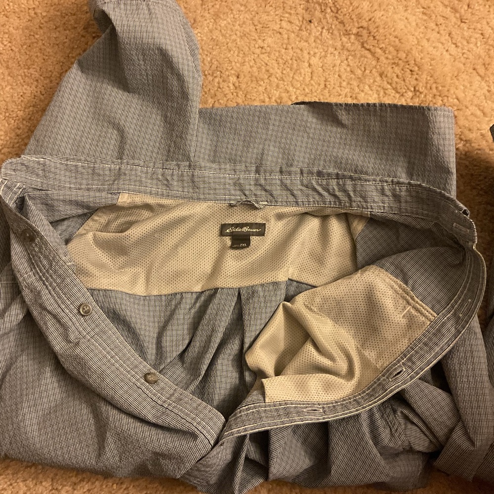 Eddie Bauer Outdoor Men’s Checkered Pattern Long Sleeve Button Up Shirt - Picture 8 of 8